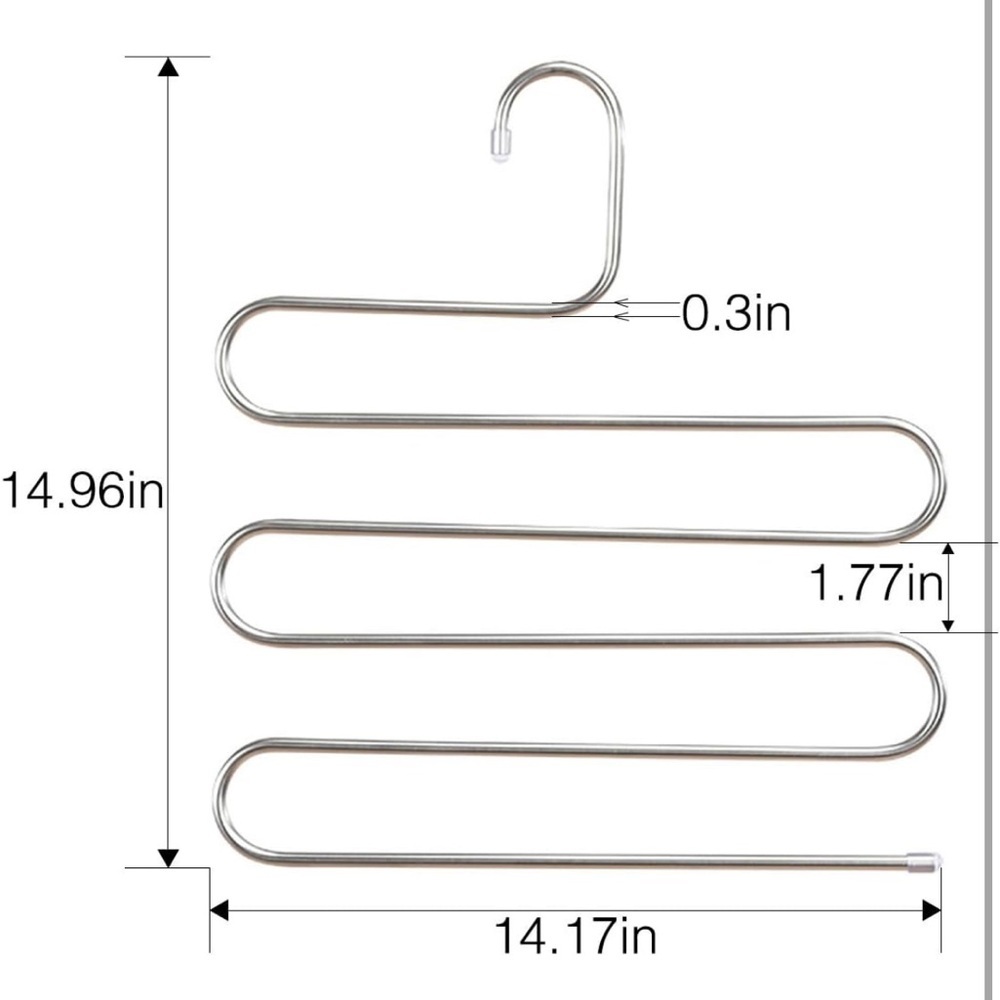8-Pack Silver Stainless Steel S-Hangers Space-Saving,Closet Organizer